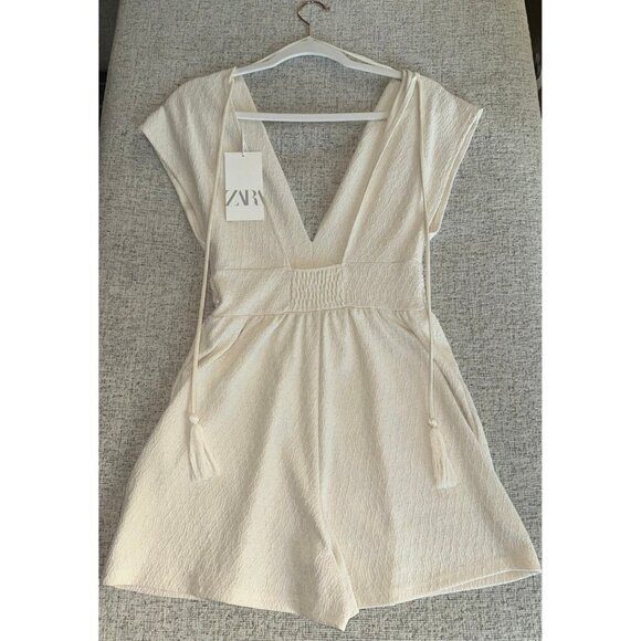 NWT ZARA Cream Embroidered Romper - Size S - Picture 2 of 4